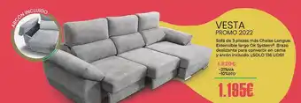 OKSofas Vesta promo 2022 sofá de 3 plazas más chaise longue oferta
