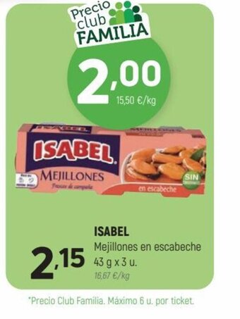 Coviran Isabel Mejillones en Escabeche oferta