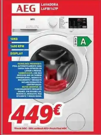 Mi electro Aeg lavadora l6fbi147p oferta