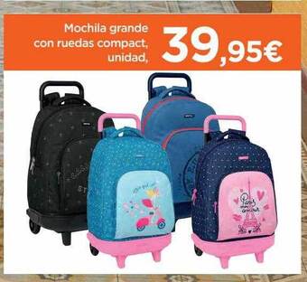 Hipercor Mochila grande con ruedas compact oferta