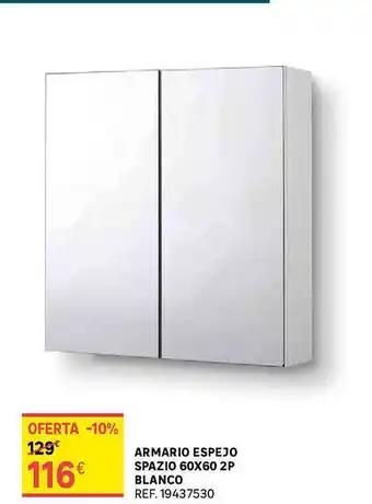 Leroy Merlin Armario espejo spazio 60x60 2p blanco oferta