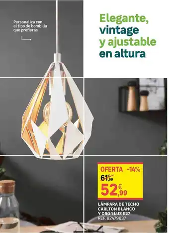 Leroy Merlin Lámpara de techo carlton bblanco y oro 1 luz e27 oferta