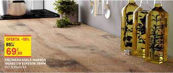 Leroy Merlin Encimera roble marrón 180x63 cm espesor 38mm oferta