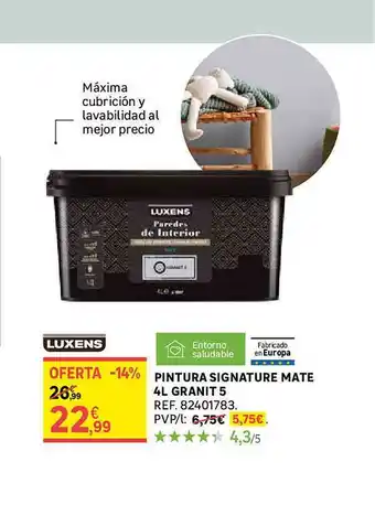 Pintura signature mate 4l granit 5 luxens