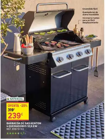Leroy Merlin Barbacoa de gas kenton 4 quemadores 10.5 kw oferta