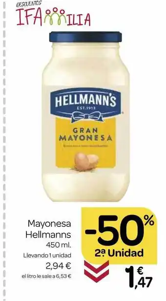 Supermercados El Jamón -50% 2a. unidad mayonesa hellmanns oferta