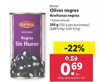 Lidl Baresa aceitunas negras oferta
