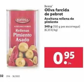 Lidl Baresa aceituna rellena de pimiento oferta