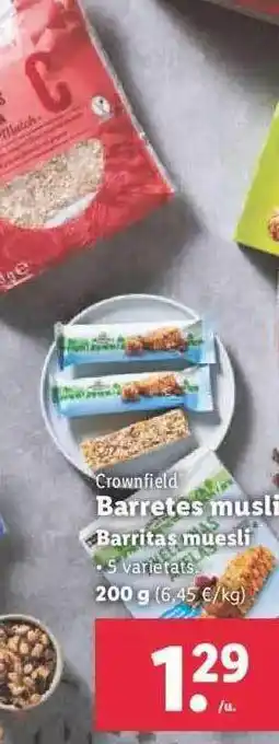 Lidl Crownfield barritas muesli oferta