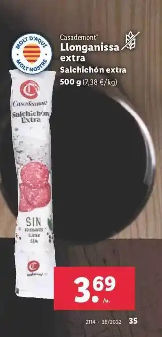 Lidl Casademont salchichón extra oferta