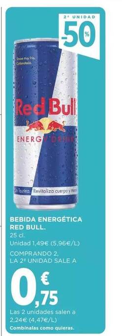Supercor 2a unidad -50% bebida energética red bull oferta