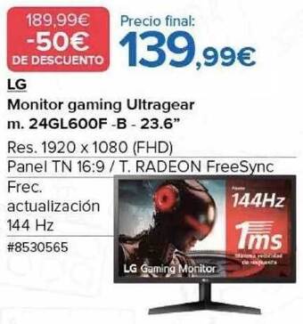 Costco Lg monitor gaming ultragear m. 24gl600f -b -23.6 oferta