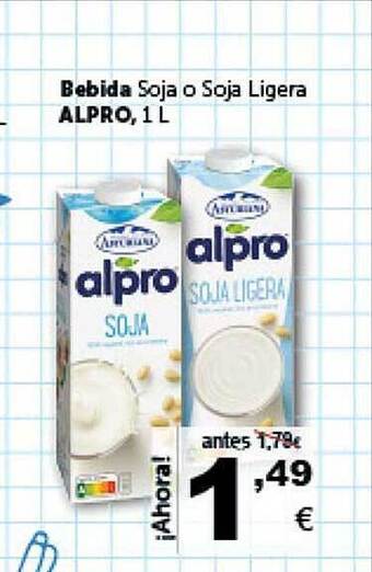 Masymas Bebida soja o soja ligera alpro oferta