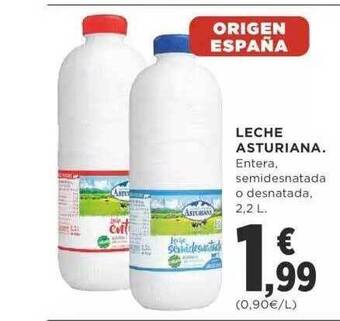 Supercor Leche asturiana entera semidesnatada o desnatada oferta