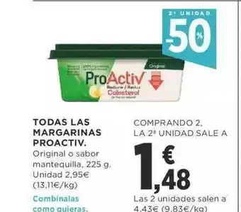 Supercor 2a unidad -50% todas las margarinas proactiv oferta