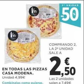 Supercor 2a unidad -50% en todas las pizzas casa modena oferta