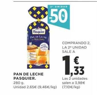 Supercor 2a unidad -50% pan de leche pasquier oferta