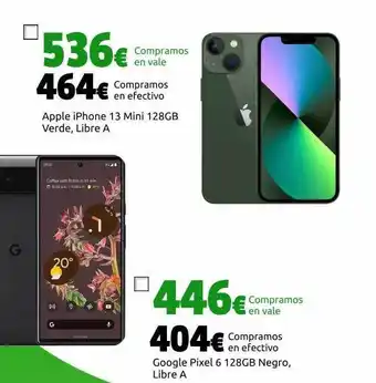 CeX Apple iphone 13 mini 128gb verde libre goole pixel 6 128gb negro libre a oferta