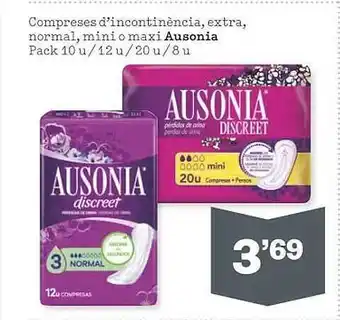 Sorli Compreses d'incontinència extra normal mini o maxi ausonia oferta