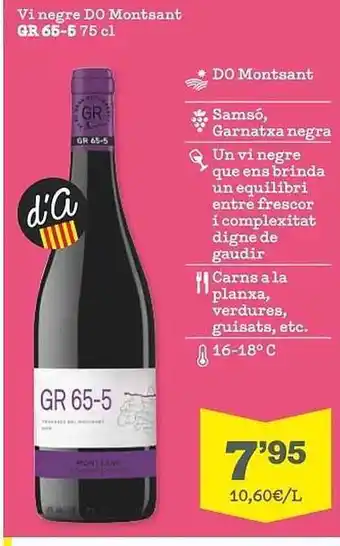 Sorli Vi negre do montsant gr 65-5 oferta