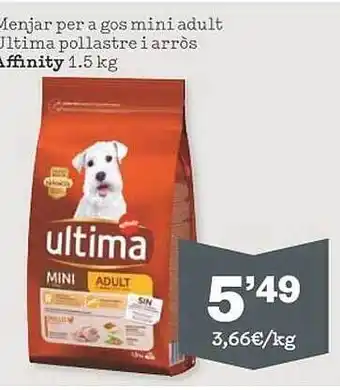 Sorli Menjar per a gos mini adult ultima pollastre i arròs affinity oferta