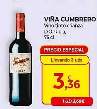 CashDiplo Viña cumbrero vino tinto crianza d.o.rioja oferta