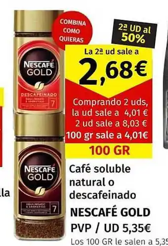 Maskom Supermercados Café soluble natural o descafeinado nescafé gold oferta
