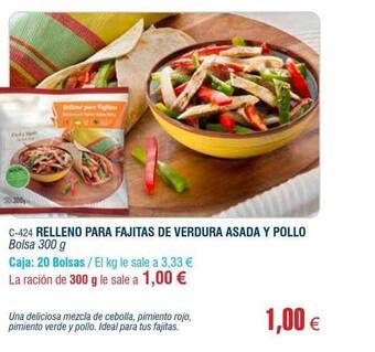 Abordo Relleno para fajitas de verdura asada y pollo oferta