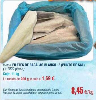 Abordo Filetes de bacalao blanco 1a (punto de sal) oferta
