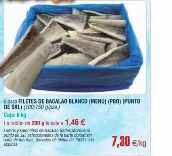 Abordo Filetes de bacalao blanco (menú) (pbo) (punto de sal) oferta