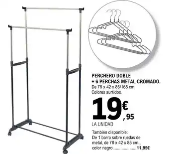 E.Leclerc Perchero Doble + 6 Perchas Metal Cromado oferta
