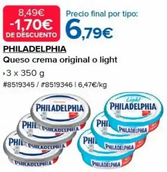 Costco Philadelphia Queso Crema Original o Light oferta