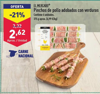ALDI Pinchos de Pollo Adobados con Verduras oferta