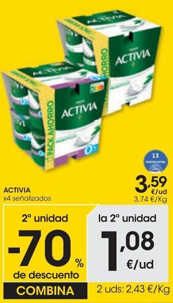 Eroski Activia yogur natural pack 8x120 g oferta