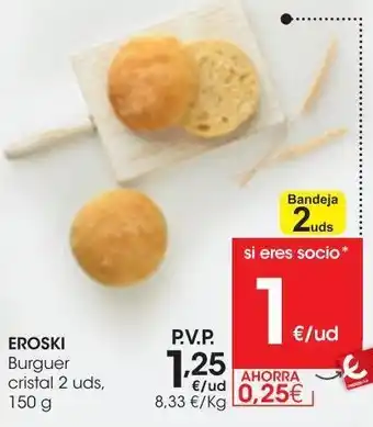 Eroski Eroski burguer cristal 2 uds 150 g oferta