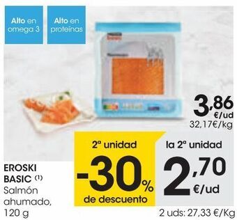 Eroski Eroski basic salmón ahumado 120 g oferta