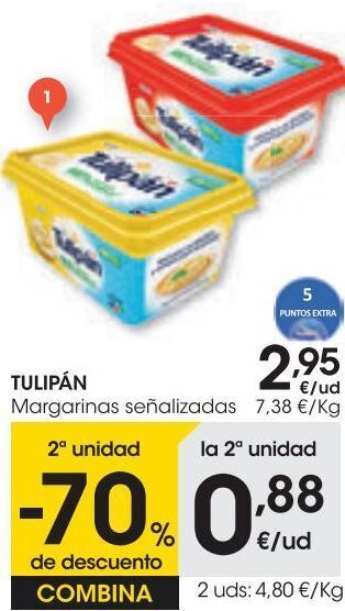 Eroski Tulipan margarina vegetal sin palma 400 g oferta