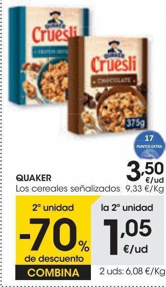 Eroski Quaker cruesli 4 nuts 375 g oferta