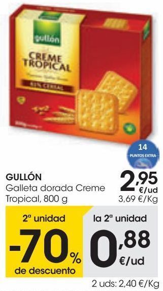 Eroski Gullon galleta dorada creme tropical 800 g oferta