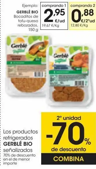 Eroski Gerble bio bocaditos de tofu-queso rebozados 150 g oferta