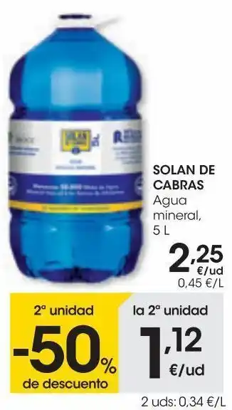 Eroski Solan de cabras agua mineral 5 l oferta