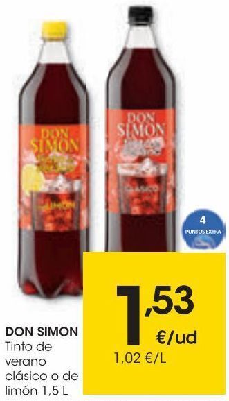Eroski Don simon tinto de verano de limón 1,5 l oferta