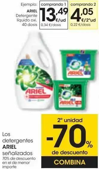 Eroski Ariel detergente liquido oxi 40do oferta