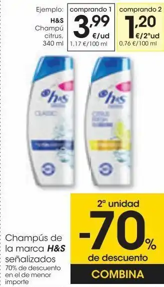 Eroski H&s champú citrus 340 ml oferta