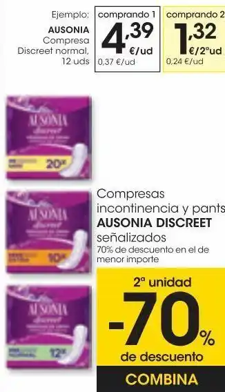 Eroski Ausonia compresa discreet normal 12 uds oferta