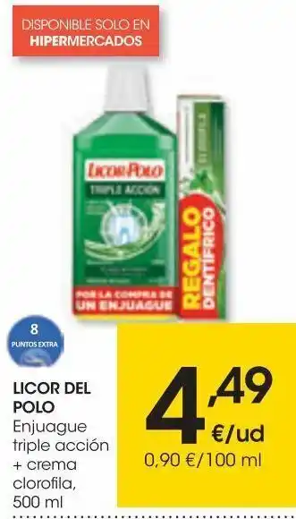 Eroski Licor del polo enjuague triple accion+crema clorofila 500 ml oferta