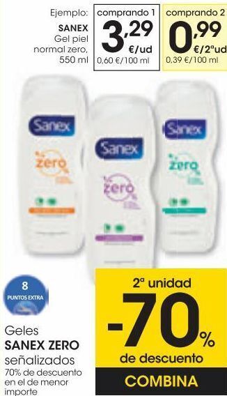 Eroski Sanex gel p/normal zero 550 ml oferta