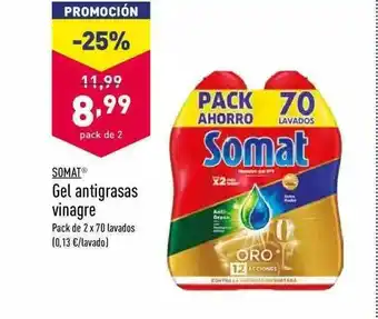 ALDI Somar Gel Antigrasas Vinagre 2x70 lavados oferta