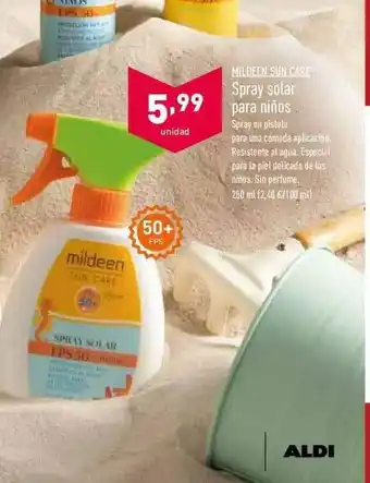 ALDI Mildeen Sun Care Spray Solar Para Niños 250ml oferta