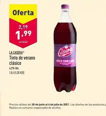 ALDI La Casera Tinto De Verano Clásico 1,5L oferta